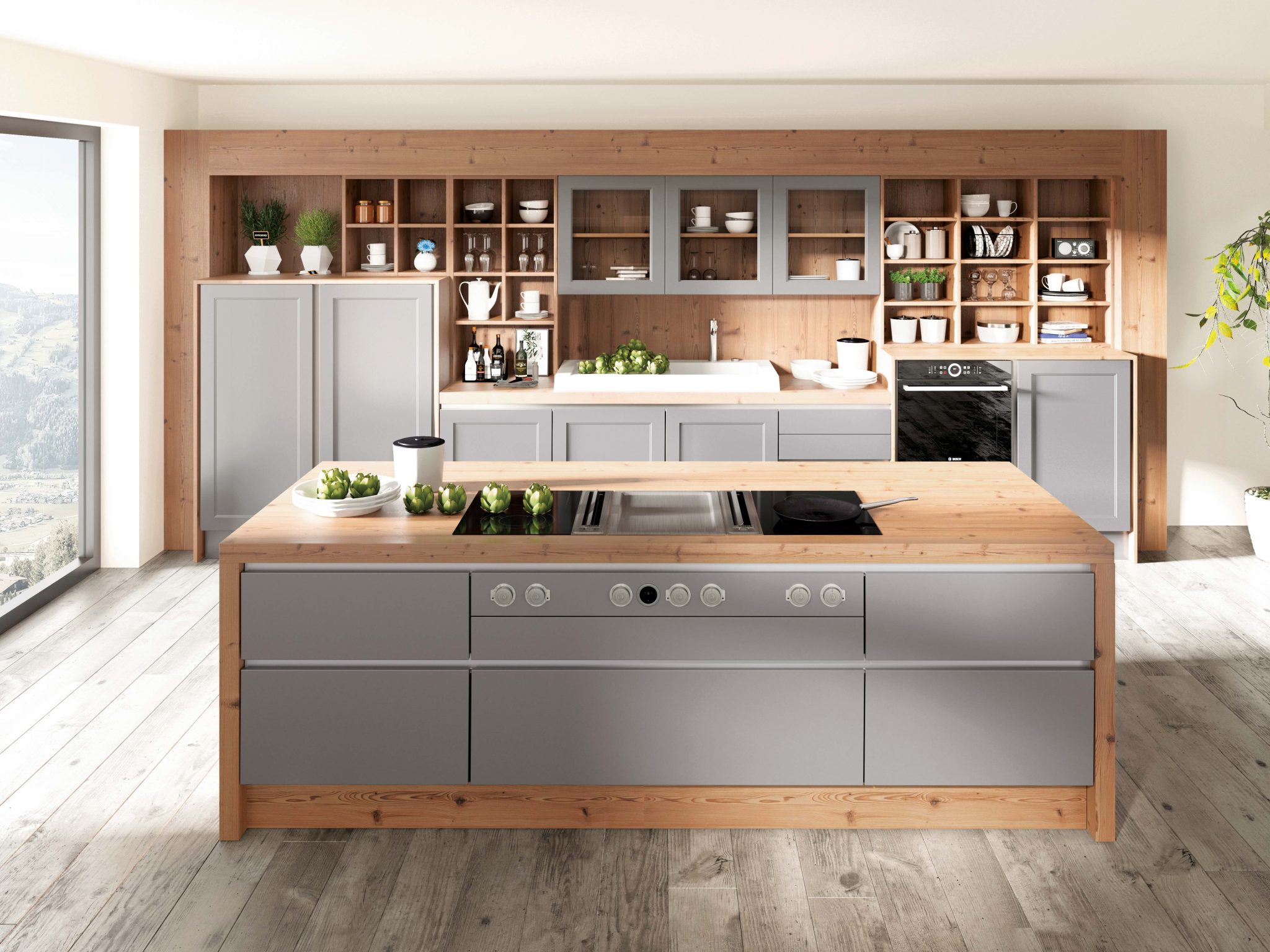 Lion Classic Manhattan kuhinja, izgled sivog brijesta, kompletna kuhinja